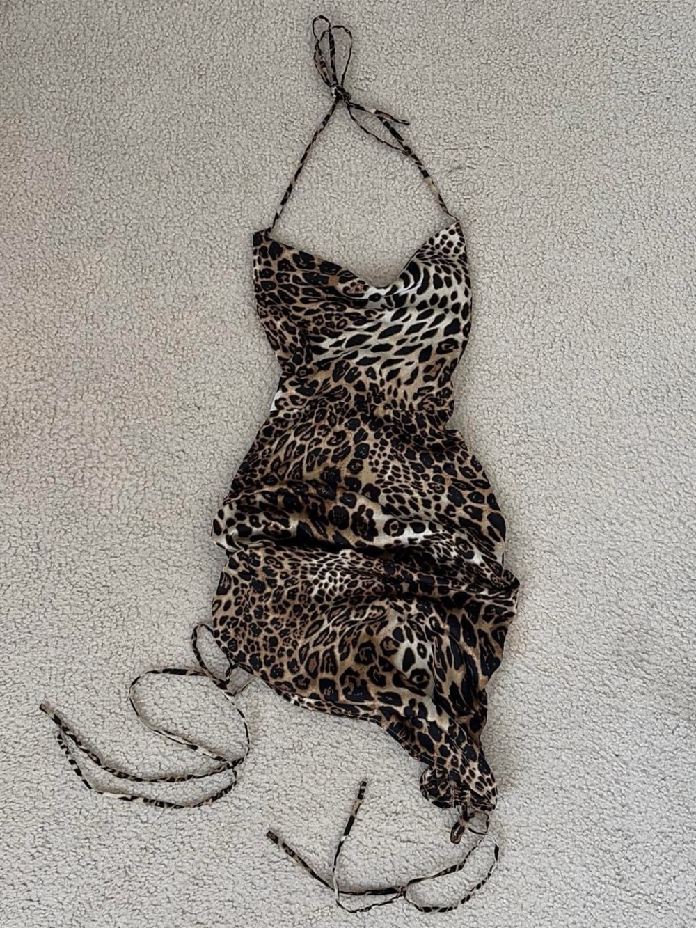 Meshki Leopard-Print Halter Midi Dress - Brown & Black